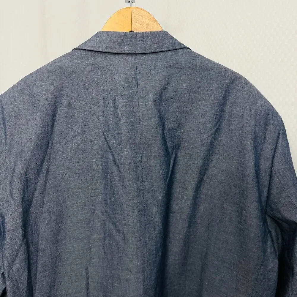 Oak Hill Blazer Mens 3XL 54R 56R Blue Speckled Cotton Sport Coat DXL